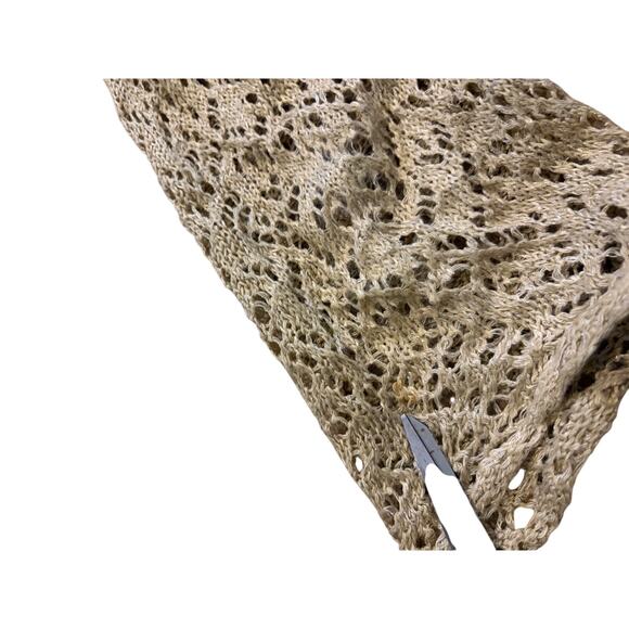 Eileen Fisher Shrug Cardigan Sweater Sz Medium Tan Crochet Knit Open Linen Blend - Picture 3 of 13